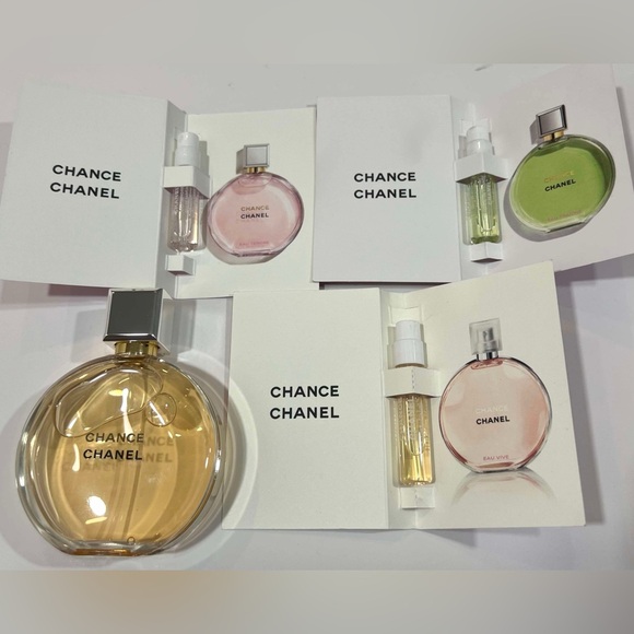 CHANEL CHANCE Eau De Parfum 1.7 OZ And 3 X Chance Travel Size Spay With Box - Picture 11 of 13